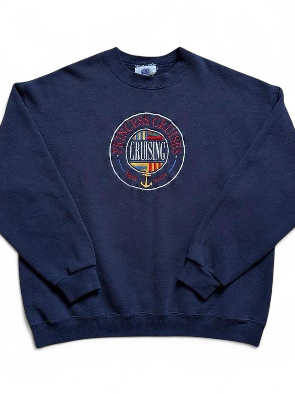 Vintage 1990s Princess Cruises Navy Embroidered Crewneck Sweatshirt - XL